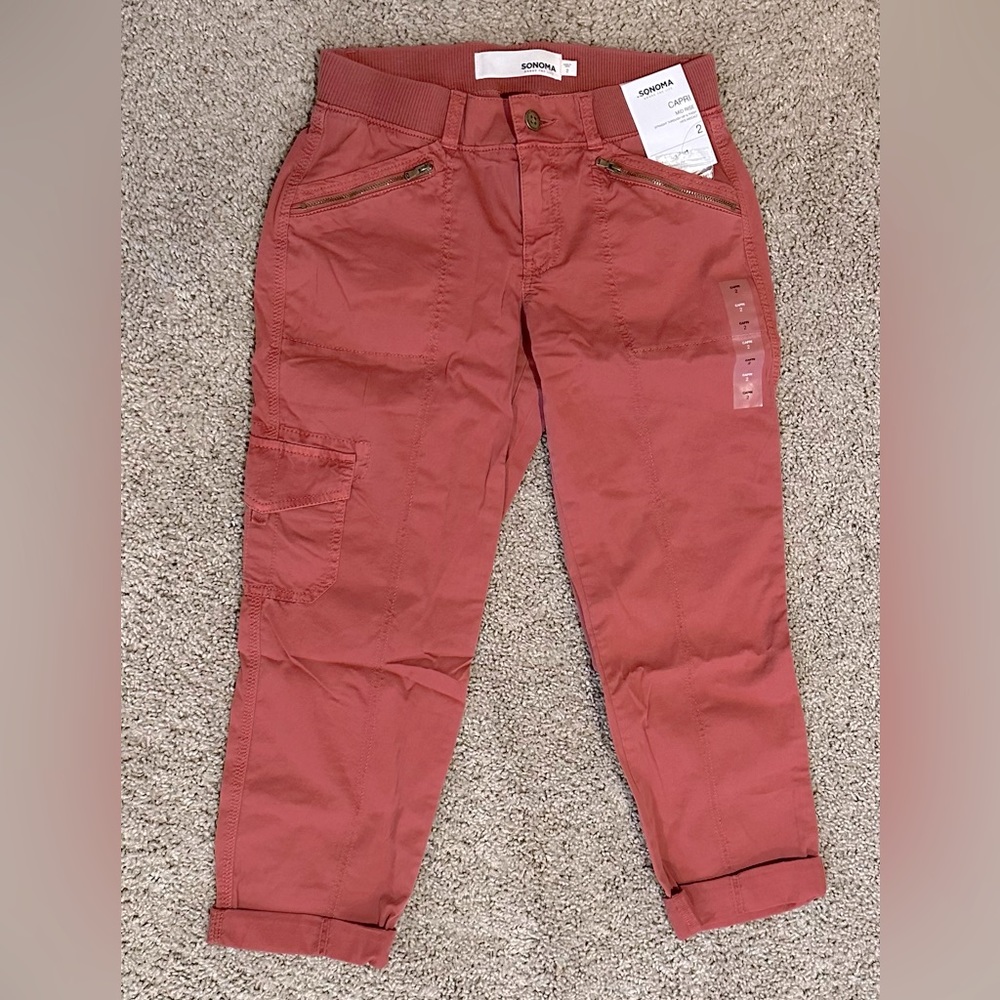 NWT. Sonoma capri pants. Coral. Size 2